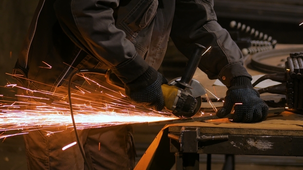 Blacksmith Sawing Metal with Hand Circular Saw