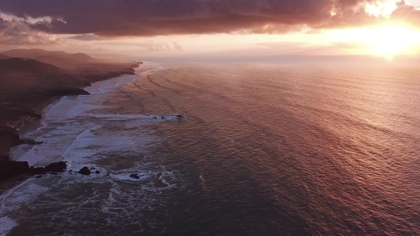 Aerial View on Legzira Beach at Sunset in Morocco alt