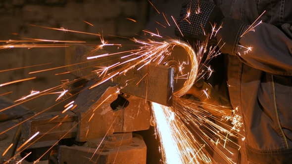 Blacksmith Sawing Metal with Hand Circular Saw