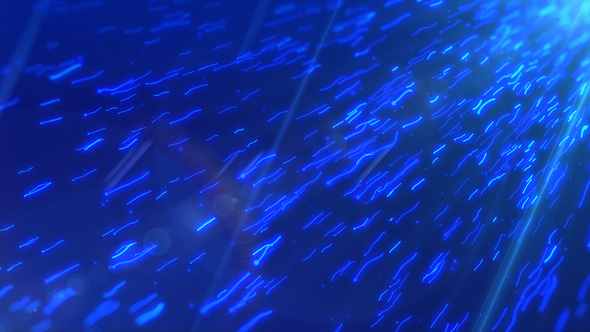 Abstract Blue Flying Particles with Light Rays