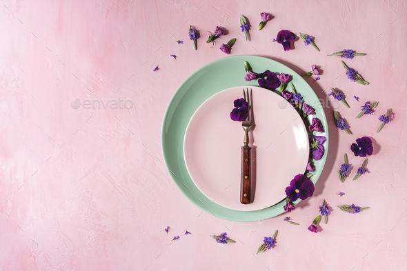 Purple edible flowers - Stock Photo - Images