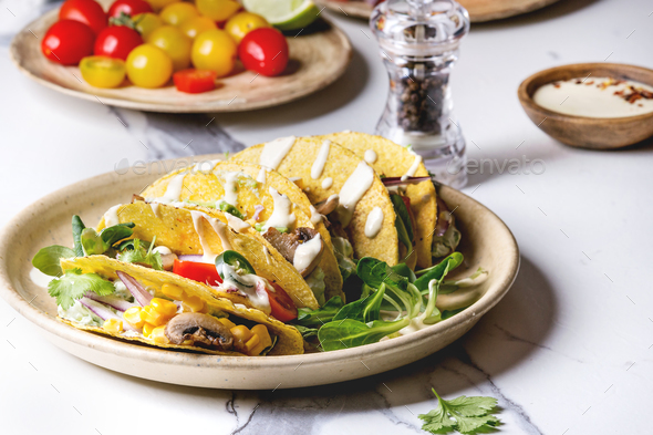 Vegetarian corn tacos - Stock Photo - Images