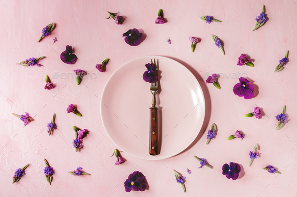 Purple edible flowers - Stock Photo - Images