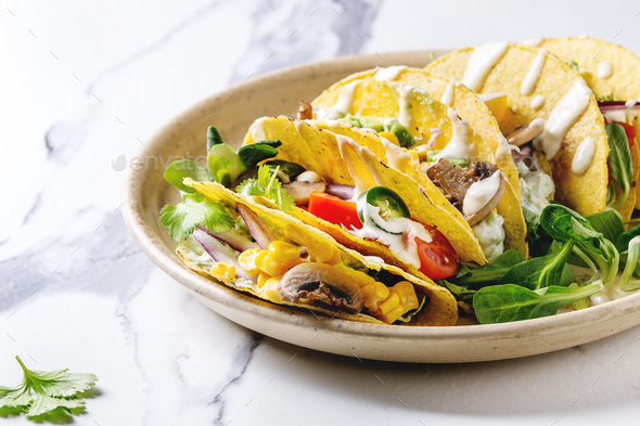 Vegetarian corn tacos - Stock Photo - Images