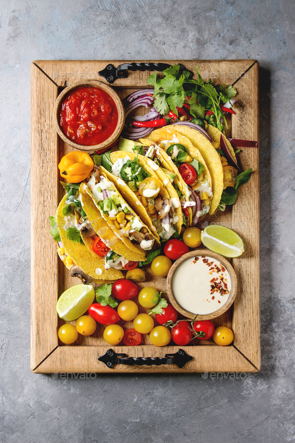 Vegetarian corn tacos - Stock Photo - Images