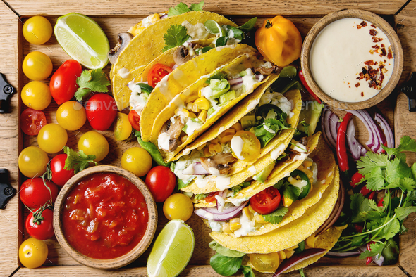 Vegetarian corn tacos - Stock Photo - Images