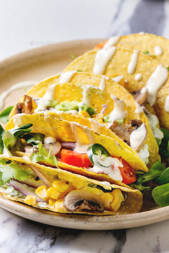 Vegetarian corn tacos - Stock Photo - Images