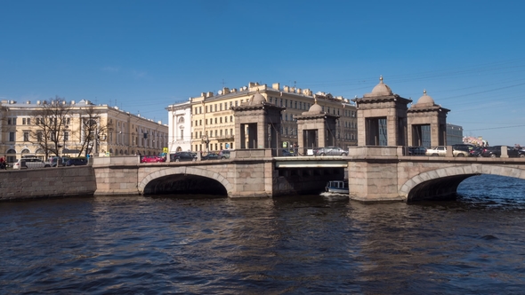 The Lomonosov Bridge on The Fontanka River. St. Petersburg, Russia