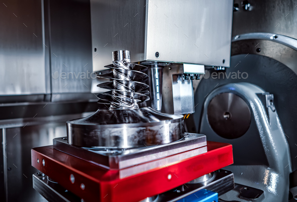 Metalworking CNC milling machine. Cutting metal modern processin - Stock Photo - Images