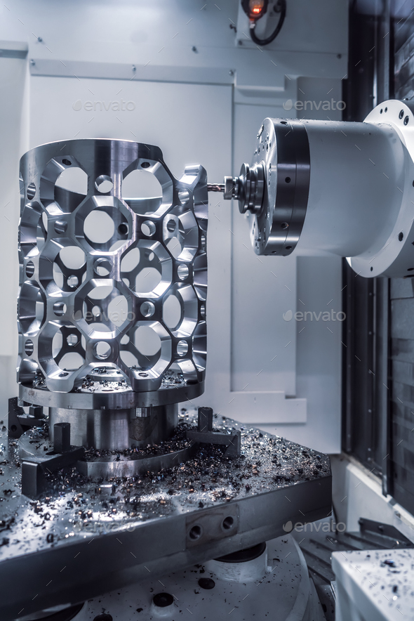 Metalworking CNC milling machine. Cutting metal modern processin - Stock Photo - Images
