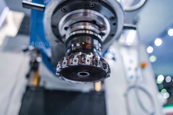 Metalworking CNC milling machine. Cutting metal modern processin - Stock Photo - Images