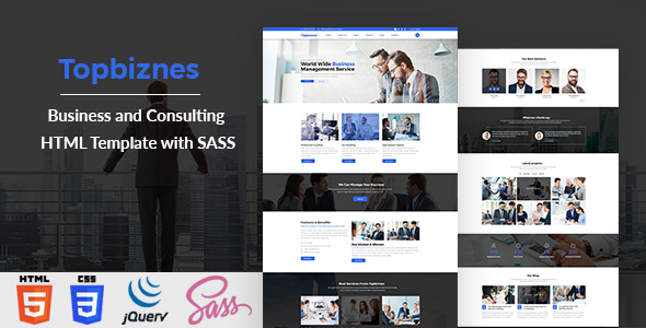 Extraordinary Topbiznes - Business and Consulting HTML Template with SASS
