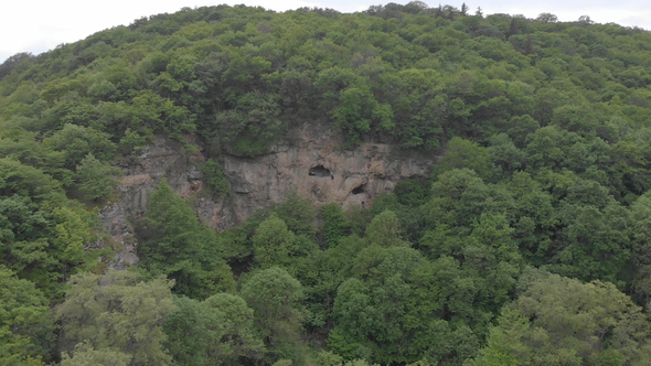 Aerial View Of cliff in the Forest