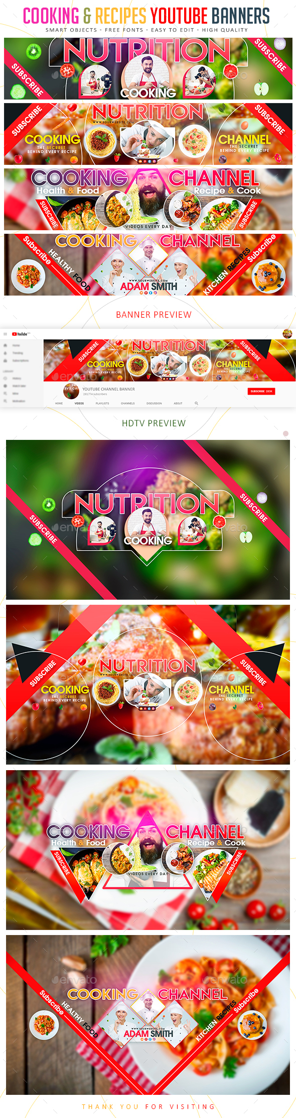 Cooking & Recipes YouTube Banner - YouTube Social Media