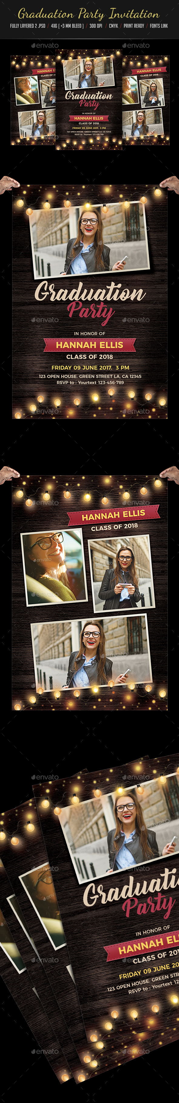 Graduation Invitation - Cards & Invites Print Templates