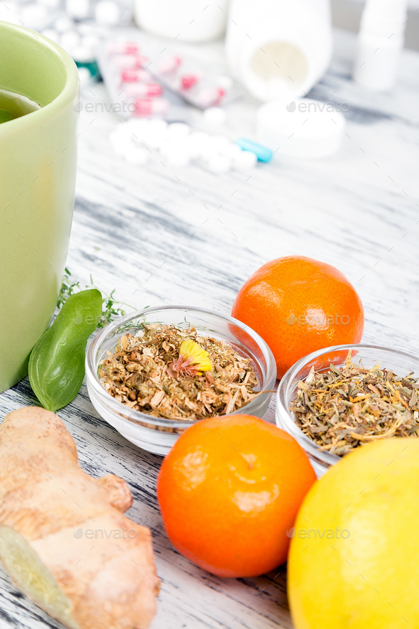 Natural medicine vs conventional medicine concept. - Stock Photo - Images