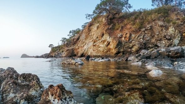 Mediterranean Sea with Waves Landscape in Turkey -