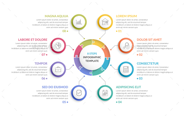 Puzzle Circle with 8 Elements - Infographics