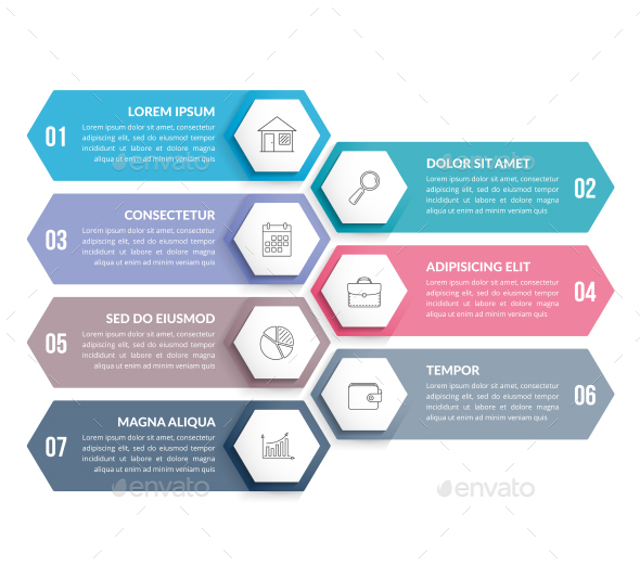 Infographic Template with 7 Hexagons - Infographics
