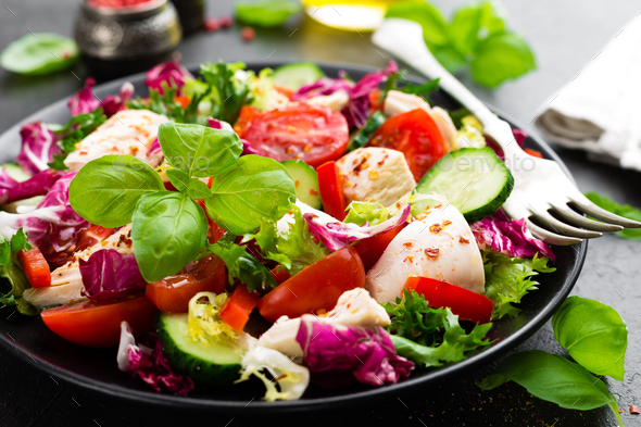 Salad with chicken meat - Stock Photo - Images