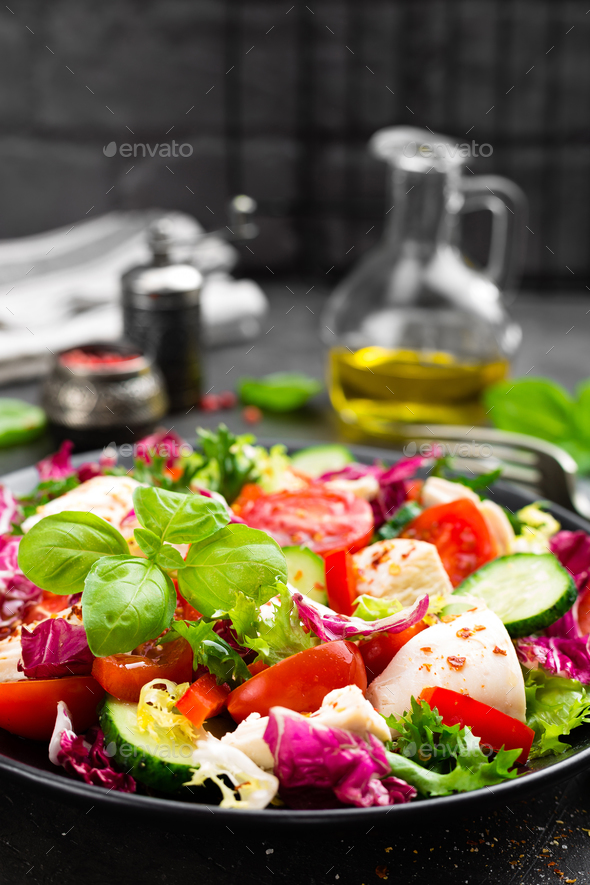 Salad with chicken meat - Stock Photo - Images
