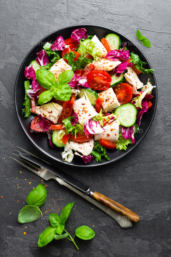 Salad with chicken meat - Stock Photo - Images