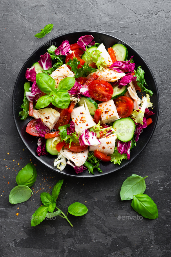 Salad with chicken meat - Stock Photo - Images