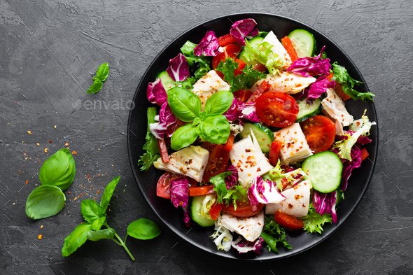 Salad with chicken meat - Stock Photo - Images