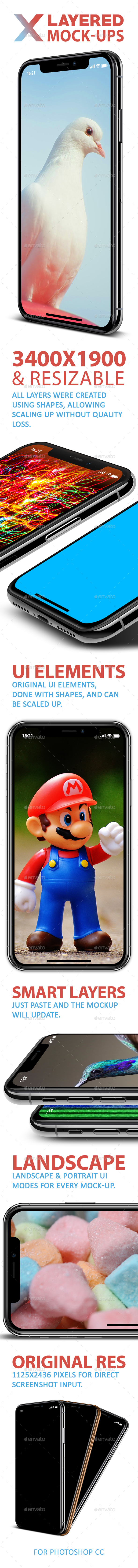 Phone X 5 Layered PSD Mock-Ups Silver & Gold