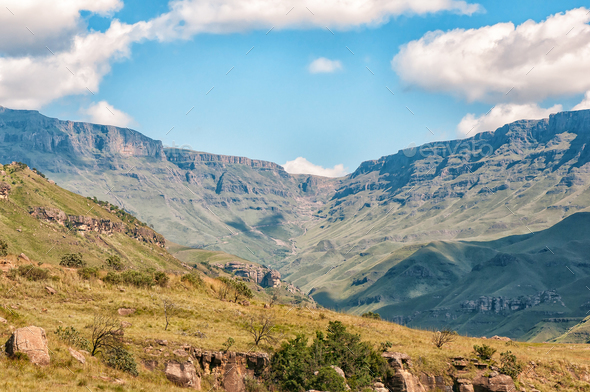 Ruin of historic trading post on the Sani Pass road - Stock Photo - Images