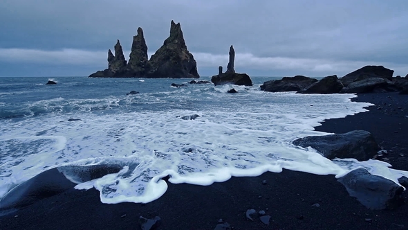 The Rock Troll Toes. Reynisdrangar Cliffs. Black Sand Beach. Iceland