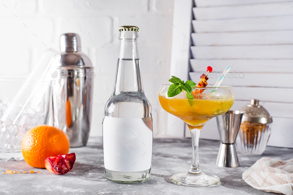 Frozen cocktail smoothie Margarita on wooden background , - Stock Photo - Images