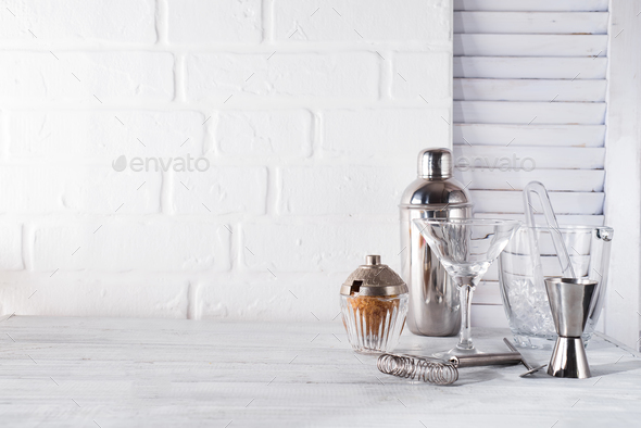 Cocktail shaker for preparing a summer cocktail with can be used for display - Stock Photo - Images