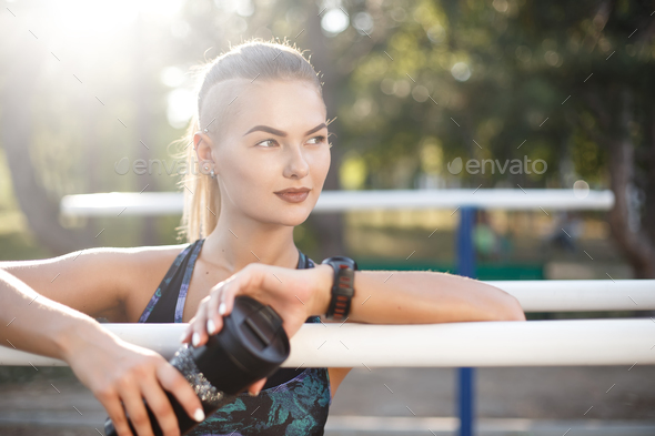 Woman resting after workout - Stock Photo - Images