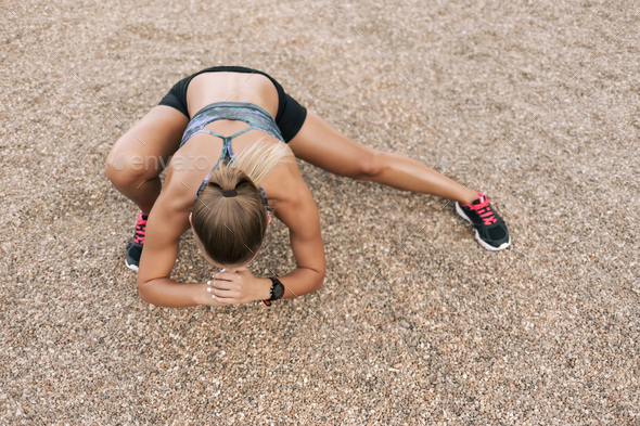 Street stretching workout - Stock Photo - Images
