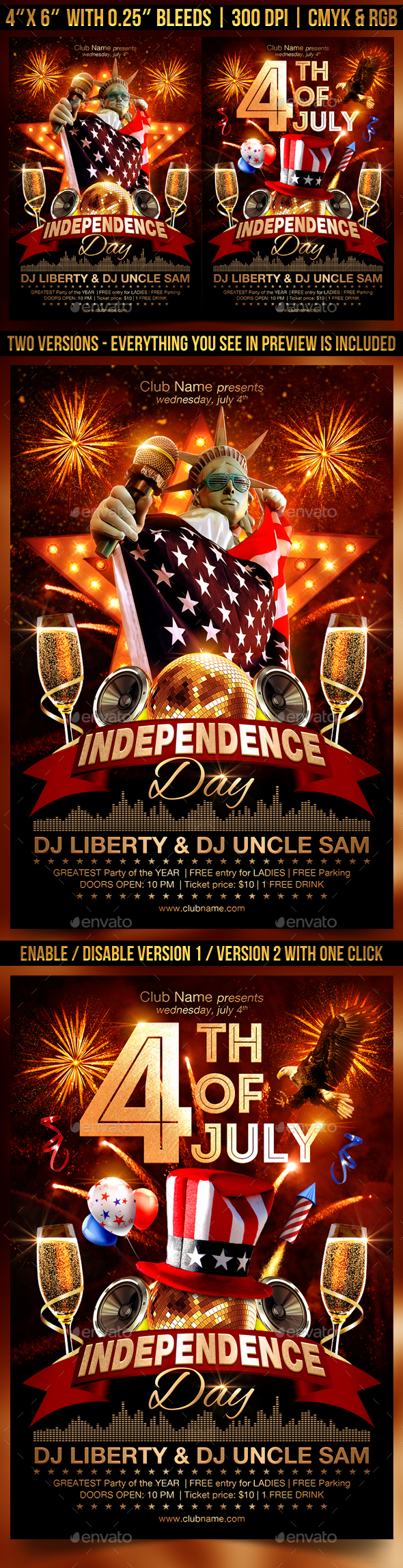 4th Of July Independence Day Flyer Template - Clubs & Parties Events