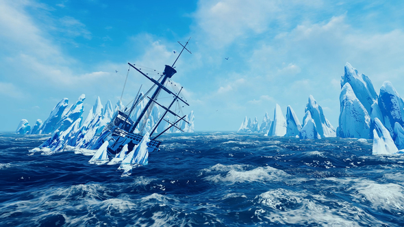 Ancient Ship And Iceberg By Animix Videohive