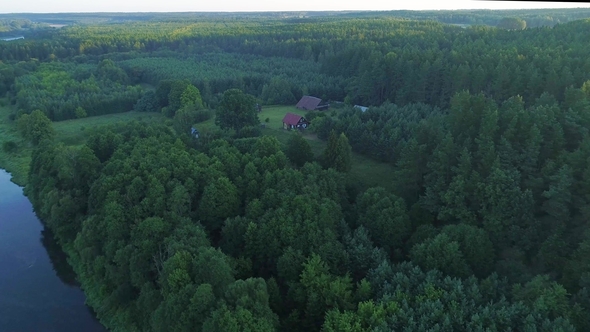 Landcape of River in Green Meadows