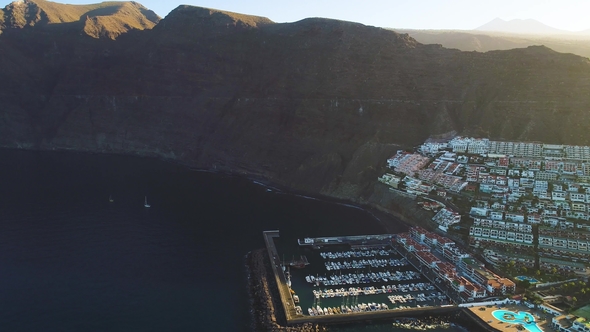 Flight Over Los Gigantes City at Tenerife