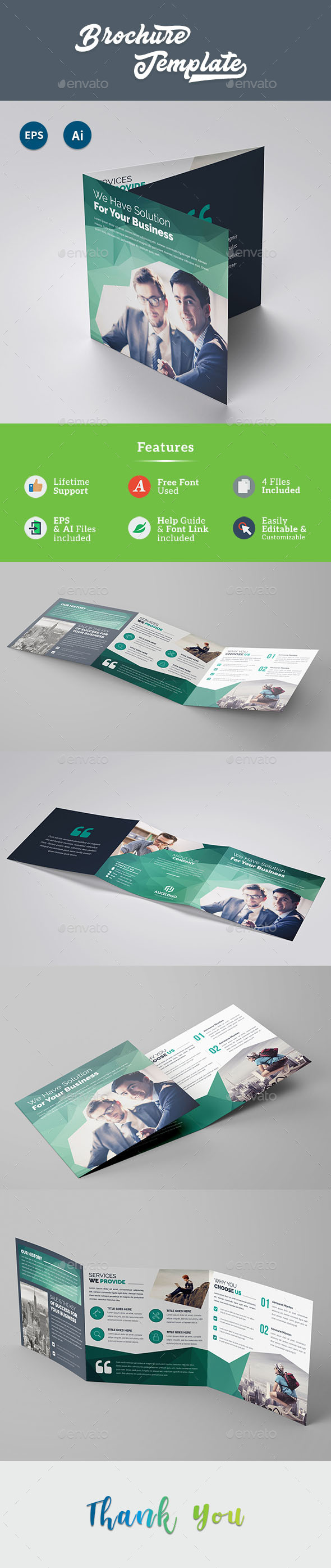 Square Tri-Fold Brochure Template - Brochures Print Templates