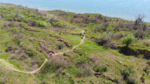 Aerial View of the Final Stage of the Enduro Extreme Race on the Seashore in