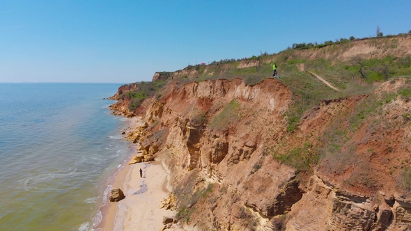 Aerial View of the Final Stage of the Enduro Extreme Race on the Seashore in .