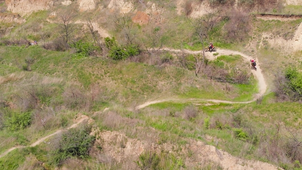 Aerial View of the Final Stage of the Enduro Extreme Race on the Seashore in .