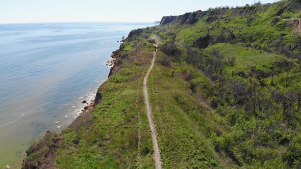 Aerial View of the Final Stage of the Enduro Extreme Race on the Seashore in .