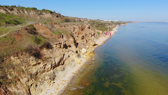 Aerial View of the Final Stage of the Enduro Extreme Race on the Seashore in .