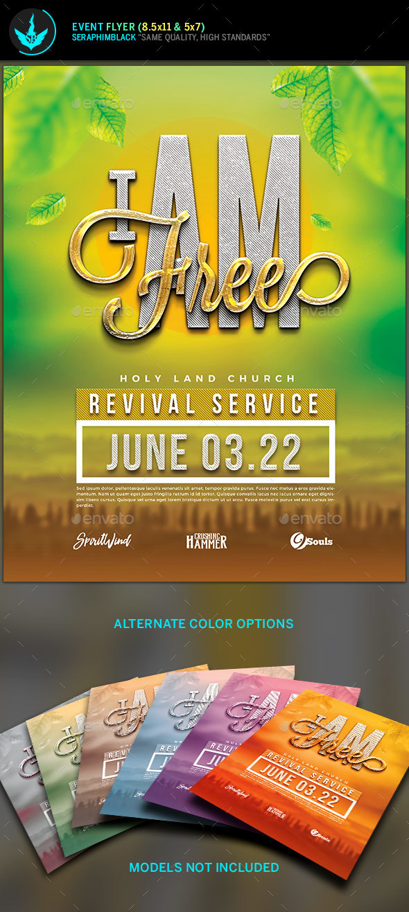 I Am Free Church Flyer Template - Church Flyers