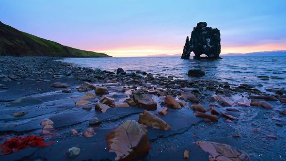 Hvitserkur Is a Spectacular Rock in the Sea on the Northern Coast of Iceland alt