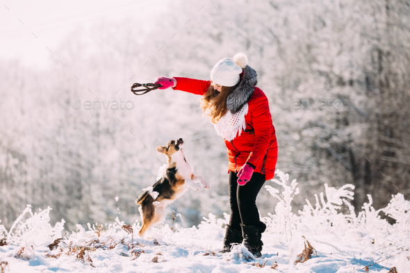 Young Beautiful Pretty Caucasian Girl Woman Dressed In Red Jacke - Stock Photo - Images
