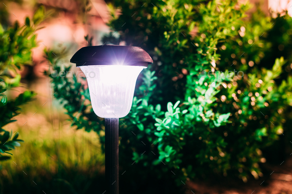 Close View Of Limelighted Energy-Saving Solar Powered Lantern Gl - Stock Photo - Images
