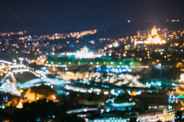 Absract Blurred Bokeh Architectural Urban Backdrop Of Tbilisi, G Stock Photo by Grigory_bruev